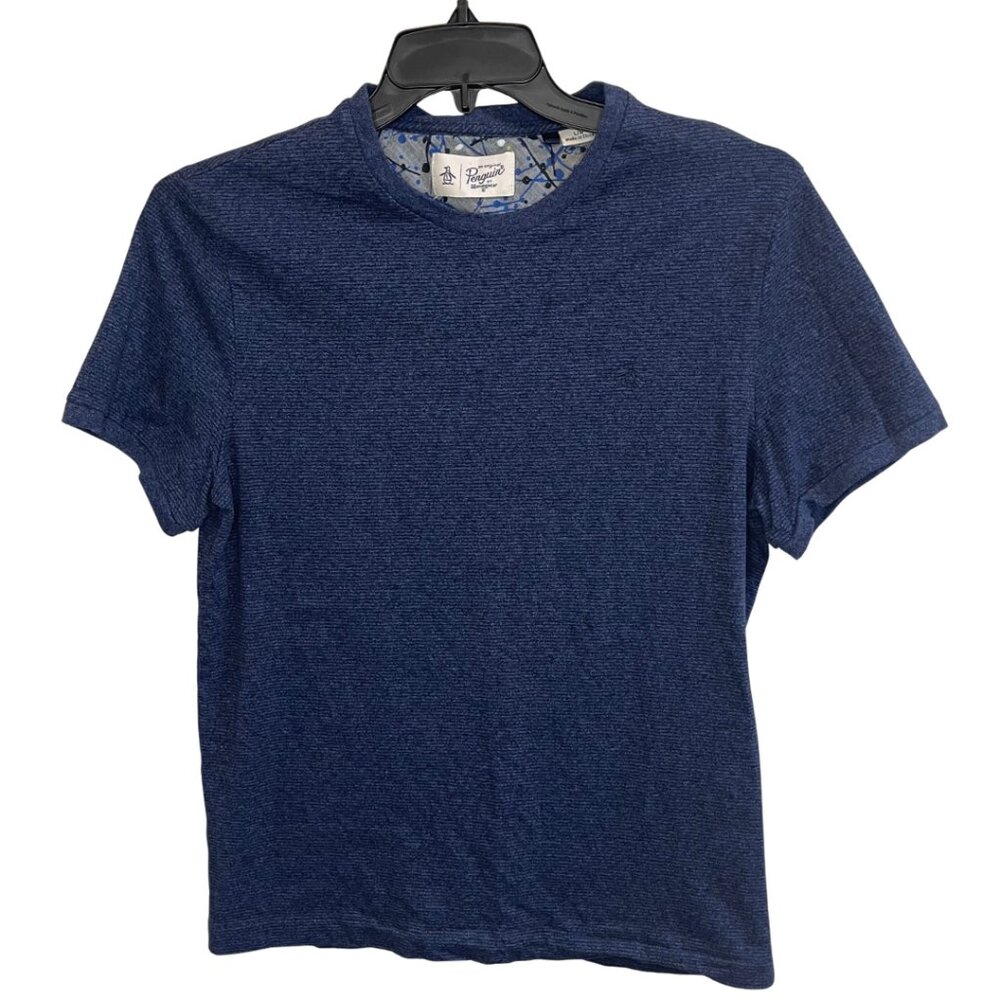 Original Penguin by Munsingwear Men’s Blue Striped Knit T-Shirt Size Large